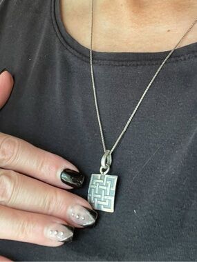 Vintage Mexico TD-30 Sterling Silver Geometric Pendant Necklace